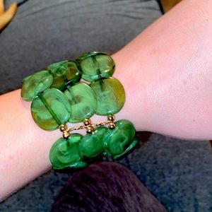 Chunky green layered bracelet